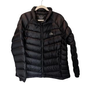 LL Bean Women's Sz XLP Black Puffer 850 Goose Down Coat Downtek Pertex